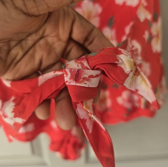 MAJORELLE Manchester Shorts Pink White Floral Ruffle Tie Front High Rise Sz M - Picture 5 of 11